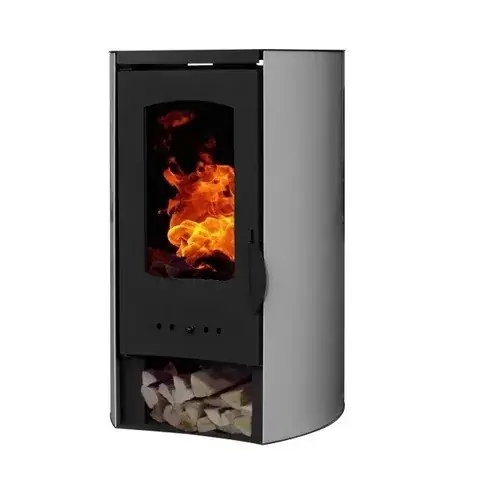 Vízteres fatüzelésű kályha, 27 kW szürke, Falcon NOVARA Comodo Central W27 íves | Nézd meg most